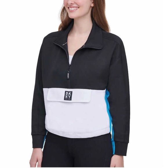 DKNY Sport Pullover 1/2 Zip Sweater Black - Picture 2 of 5